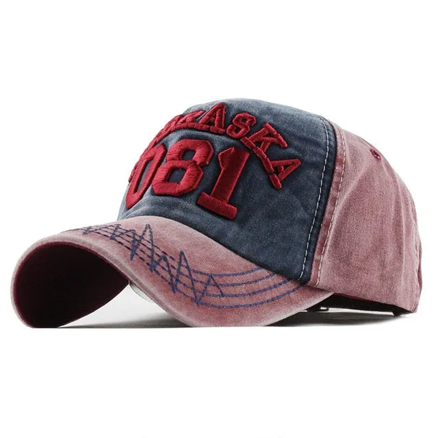 Nebraska 081 Embroidered Letter Washed Baseball Cap