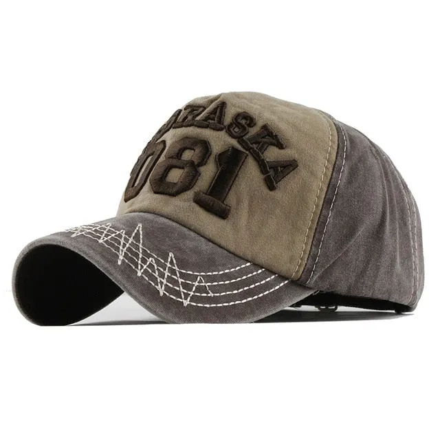 Nebraska 081 Embroidered Letter Washed Baseball Cap