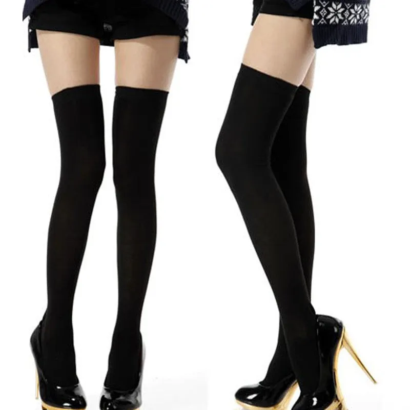 New 1 Pair Sexy Cotton Over The Knee Socks Thigh High Stocking Thinner Jecksion #LSN