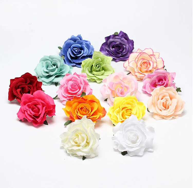 New Flocking Cloth Red Rose Flower Hair Clip Hairpin DIY Headdress Hair Accessories For Bridal Wedding 11colors Free Shipping