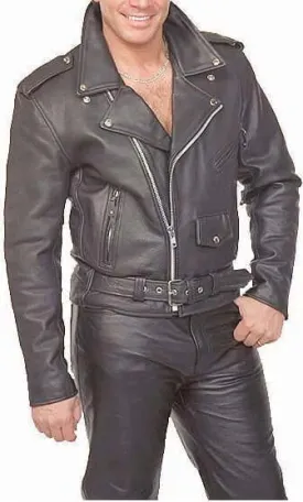 NEW HANDMADE Classic Leather Motorcycle Jacket for Men