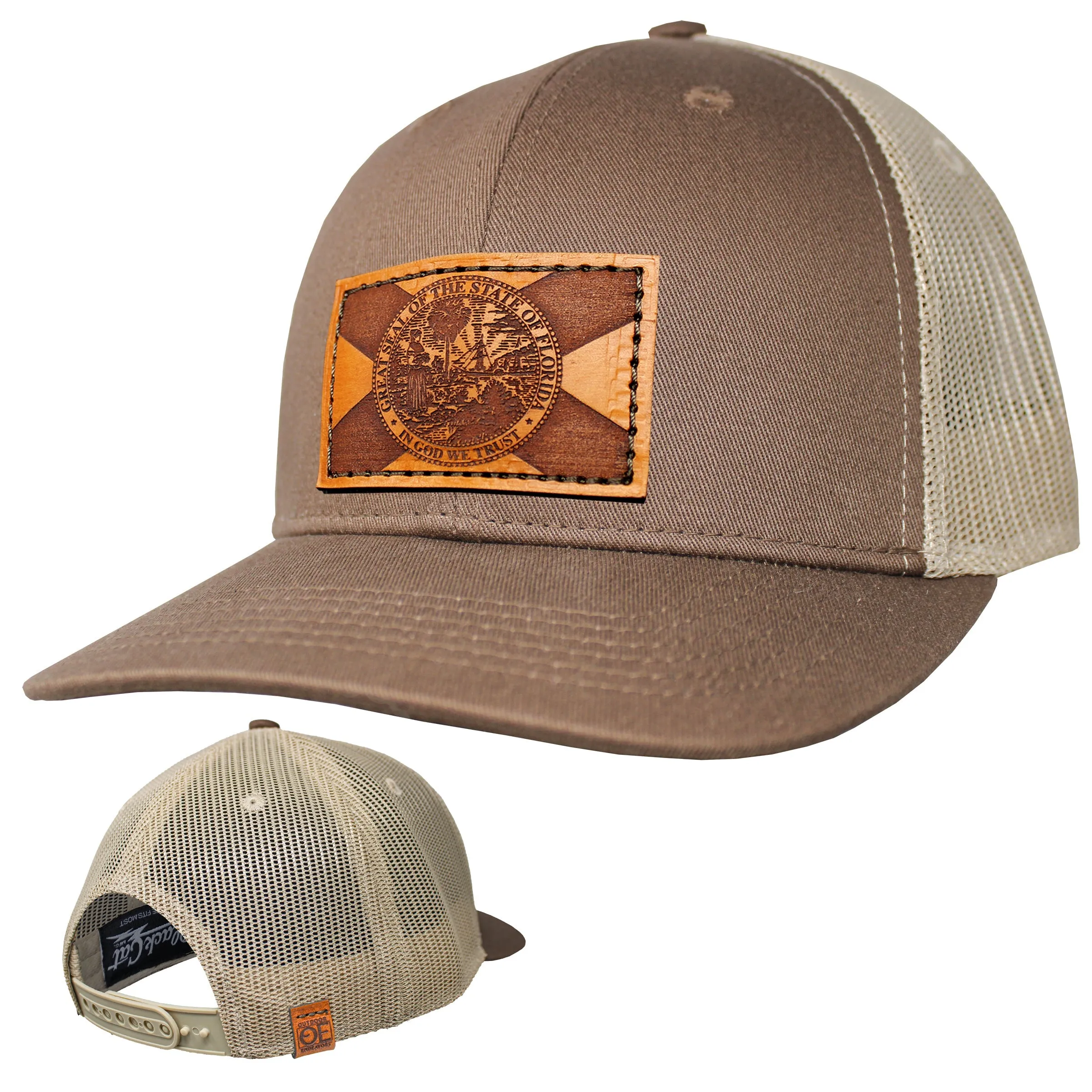 OE - Performance Trucker Hat - Florida Flag Leather Patch