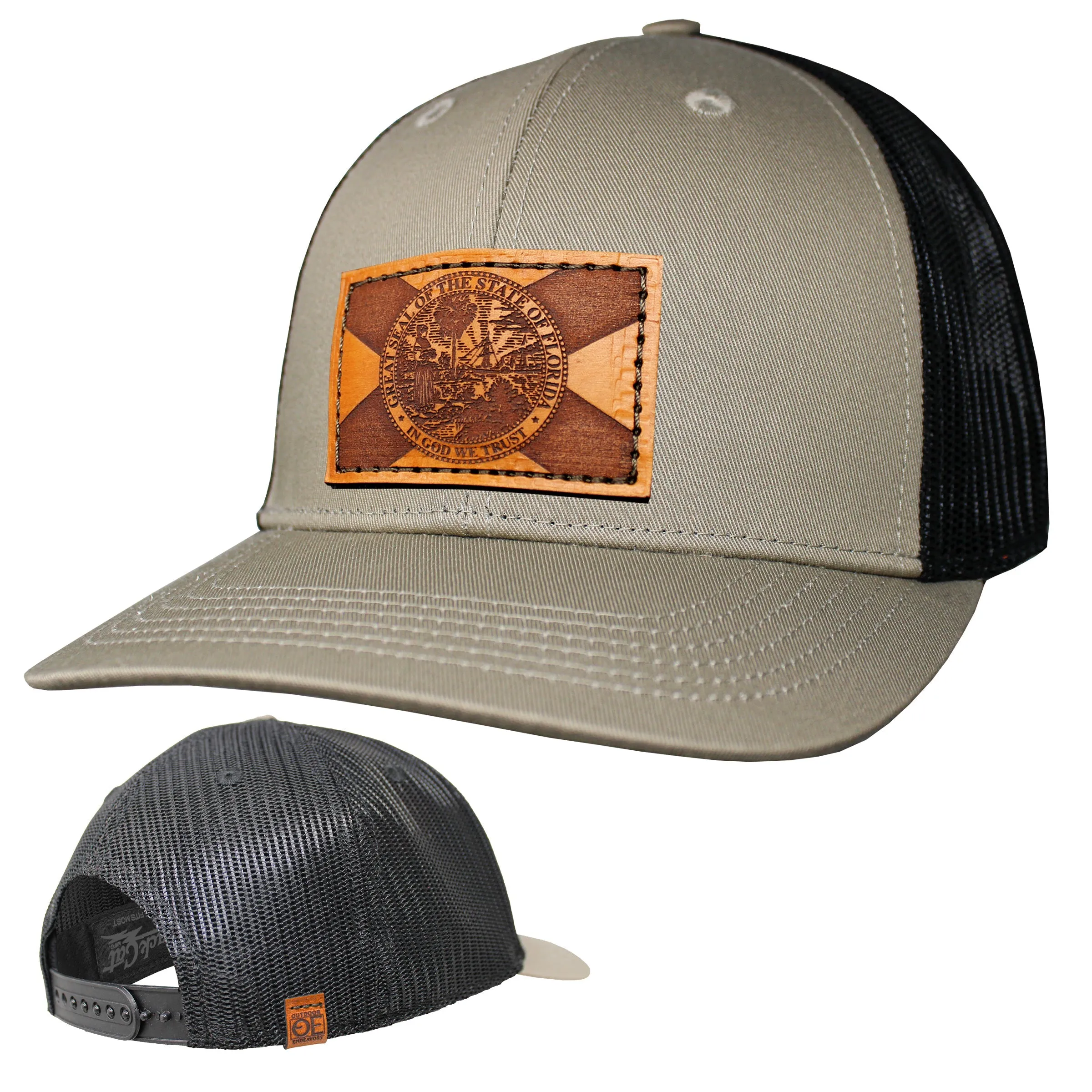 OE - Performance Trucker Hat - Florida Flag Leather Patch