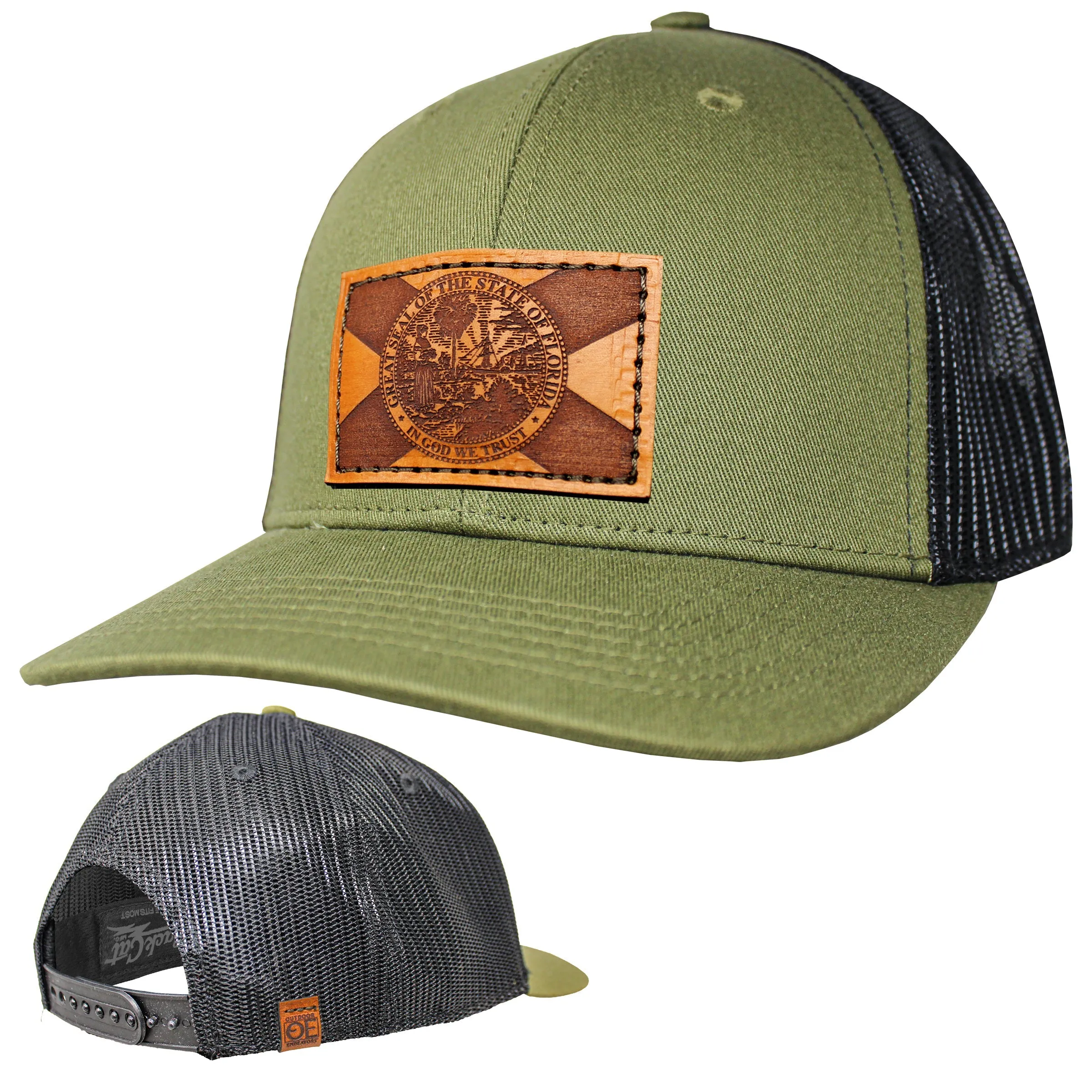 OE - Performance Trucker Hat - Florida Flag Leather Patch