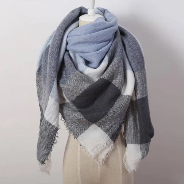 Oversize Solid Color Winter Square Scarf, XL Women Blankets,  Luxury Shawl 140cm x 140cm