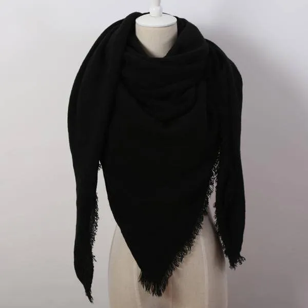 Oversize Solid Color Winter Square Scarf, XL Women Blankets,  Luxury Shawl 140cm x 140cm