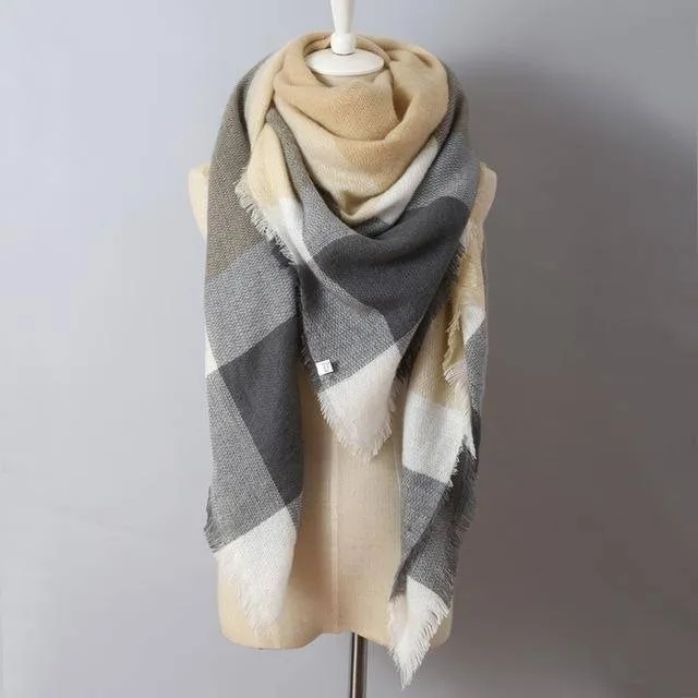 Oversize Solid Color Winter Square Scarf, XL Women Blankets,  Luxury Shawl 140cm x 140cm