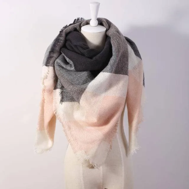 Oversize Solid Color Winter Square Scarf, XL Women Blankets,  Luxury Shawl 140cm x 140cm