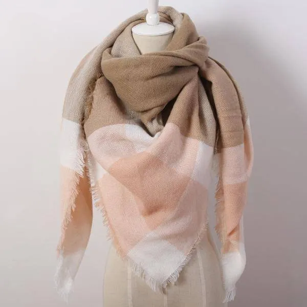 Oversize Solid Color Winter Square Scarf, XL Women Blankets,  Luxury Shawl 140cm x 140cm