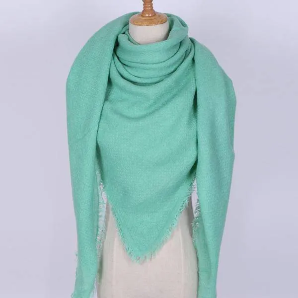 Oversize Solid Color Winter Square Scarf, XL Women Blankets,  Luxury Shawl 140cm x 140cm