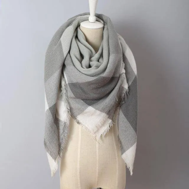 Oversize Solid Color Winter Square Scarf, XL Women Blankets,  Luxury Shawl 140cm x 140cm