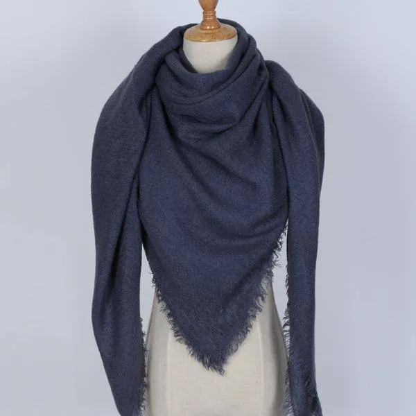 Oversize Solid Color Winter Square Scarf, XL Women Blankets,  Luxury Shawl 140cm x 140cm