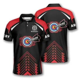 Personalized Archery Red Black Version Custom Archery Polo Shirts for Men