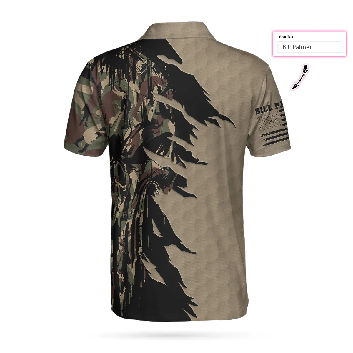 Personalized Camo Golf Shirt For Men, Ripped Vintage Golfing Clubs Uniform Skull Camouflaged Polo Shirts Coolspod