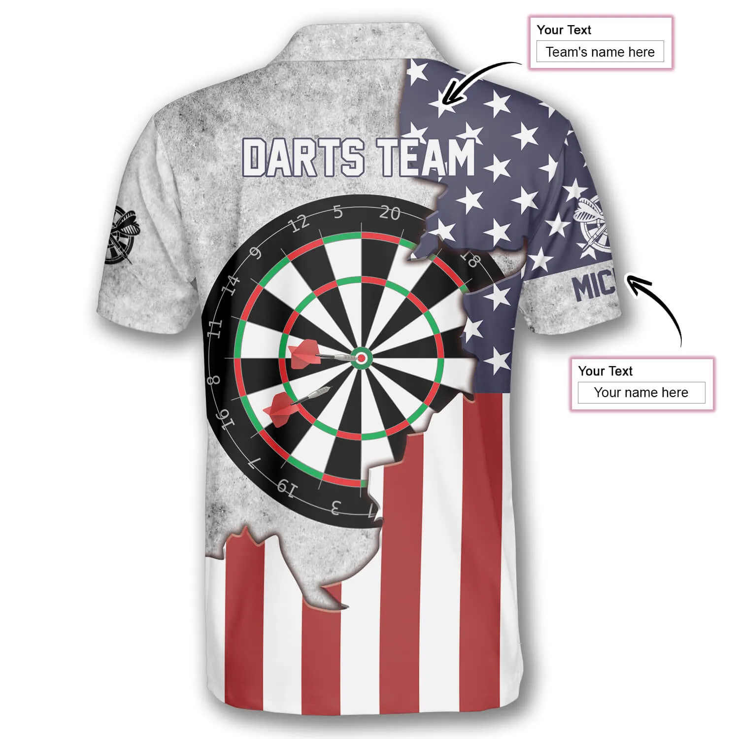 Personalized Dart Board USA Flag 3D Custom Darts Shirts, Flag Vintage Dart Gift