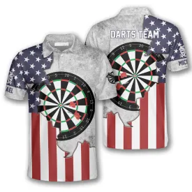 Personalized Dart Board USA Flag 3D Custom Darts Shirts, Flag Vintage Dart Gift