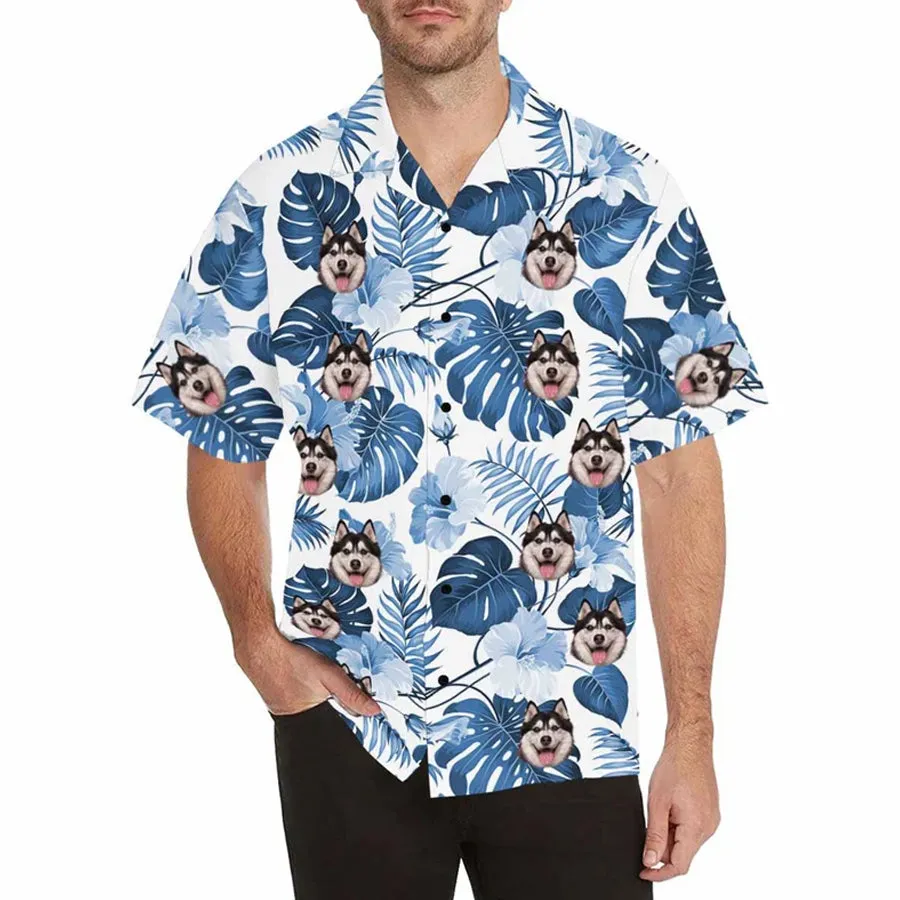 Personalized Dog Face Shirt,  Personalized Hawaiian Shirt for Men, floral Aloha shirt men