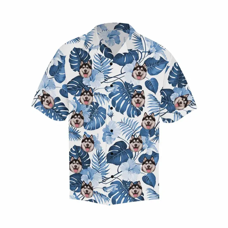 Personalized Dog Face Shirt,  Personalized Hawaiian Shirt for Men, floral Aloha shirt men