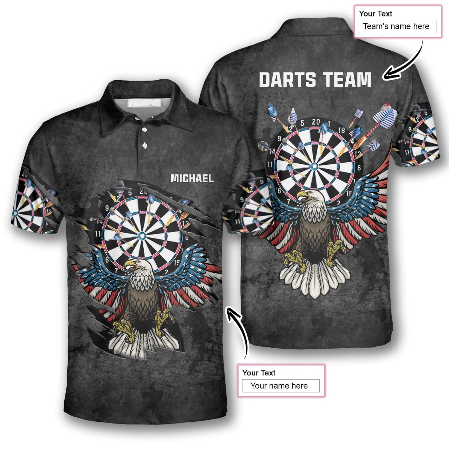 Personalized Eagle Grunt Style Custom Darts Shirts for Men, Dart 3D Shirt