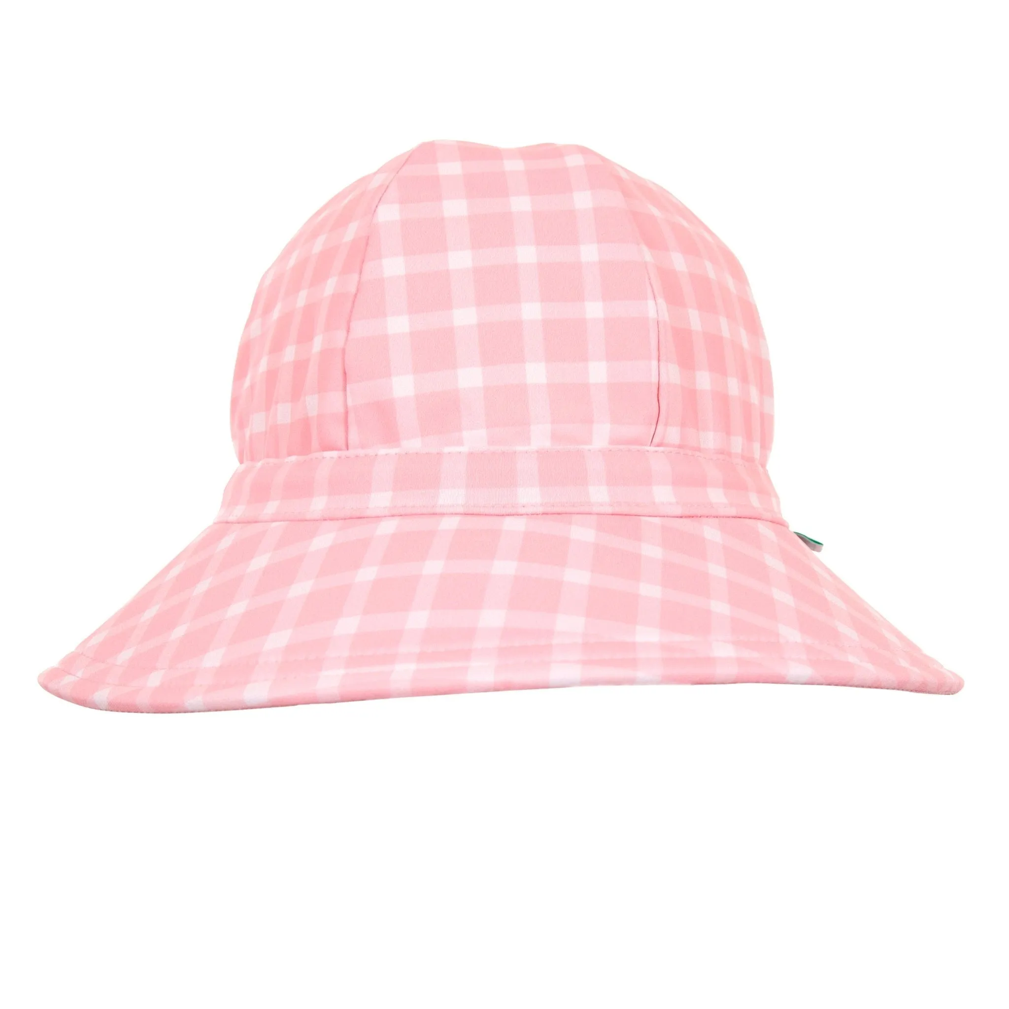 Pink Gingham Wide Brim Swim Hat