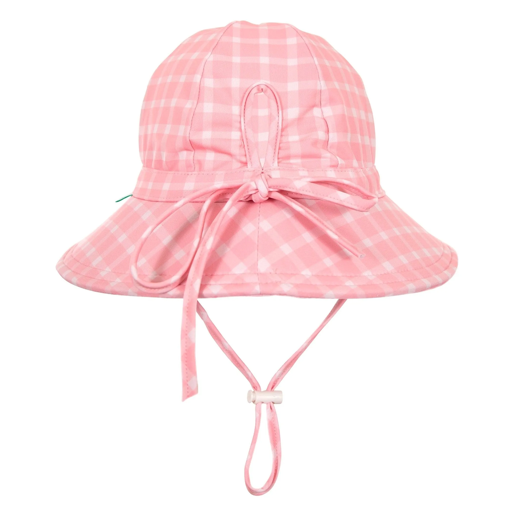 Pink Gingham Wide Brim Swim Hat