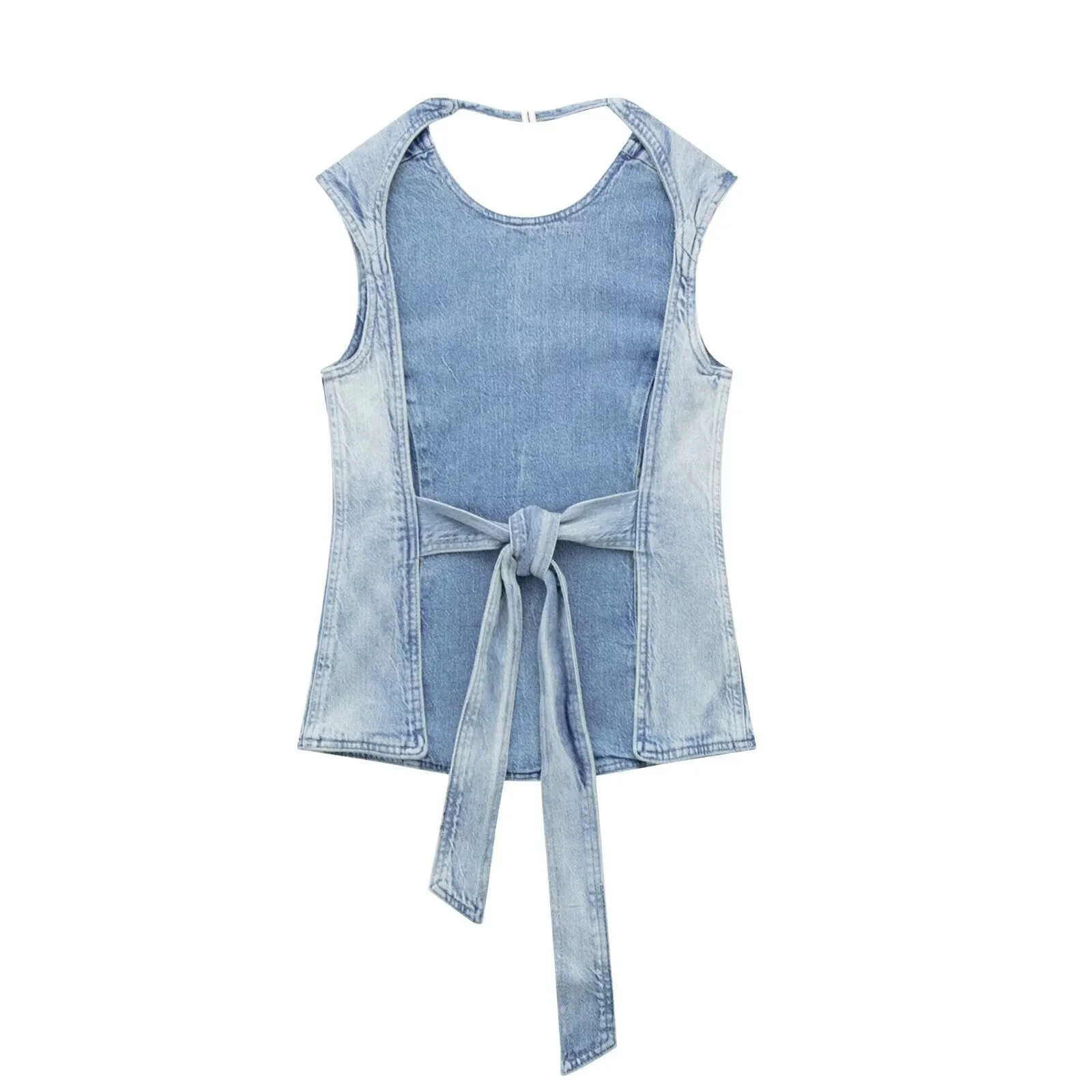 Pre Order:  Vintage Backless Lace Up Denim Vest