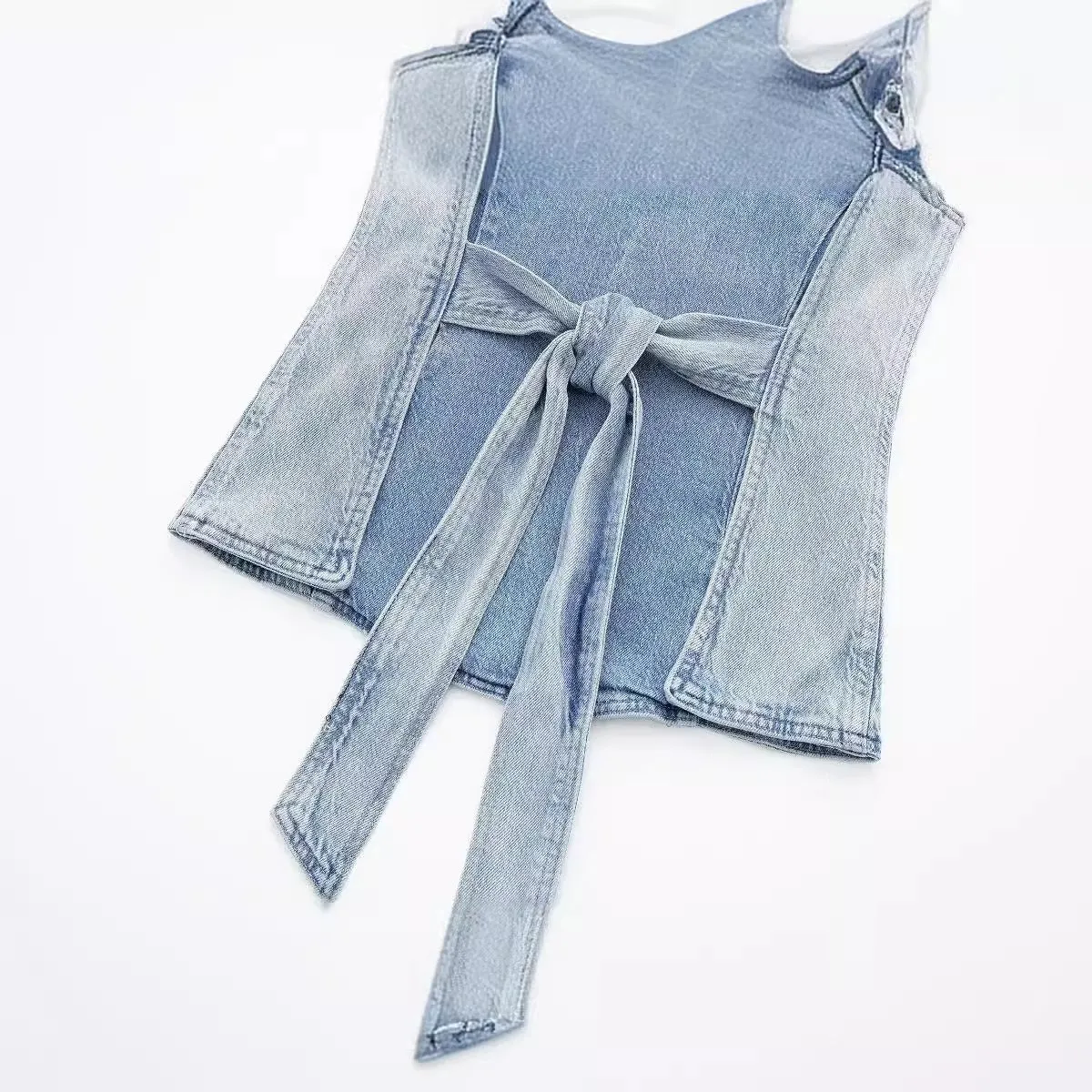 Pre Order:  Vintage Backless Lace Up Denim Vest