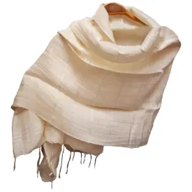 Pure Silk Hand-Woven Scarf Cream