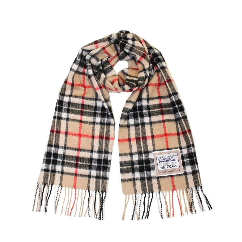 Pure Wool Tartan Check Scarf