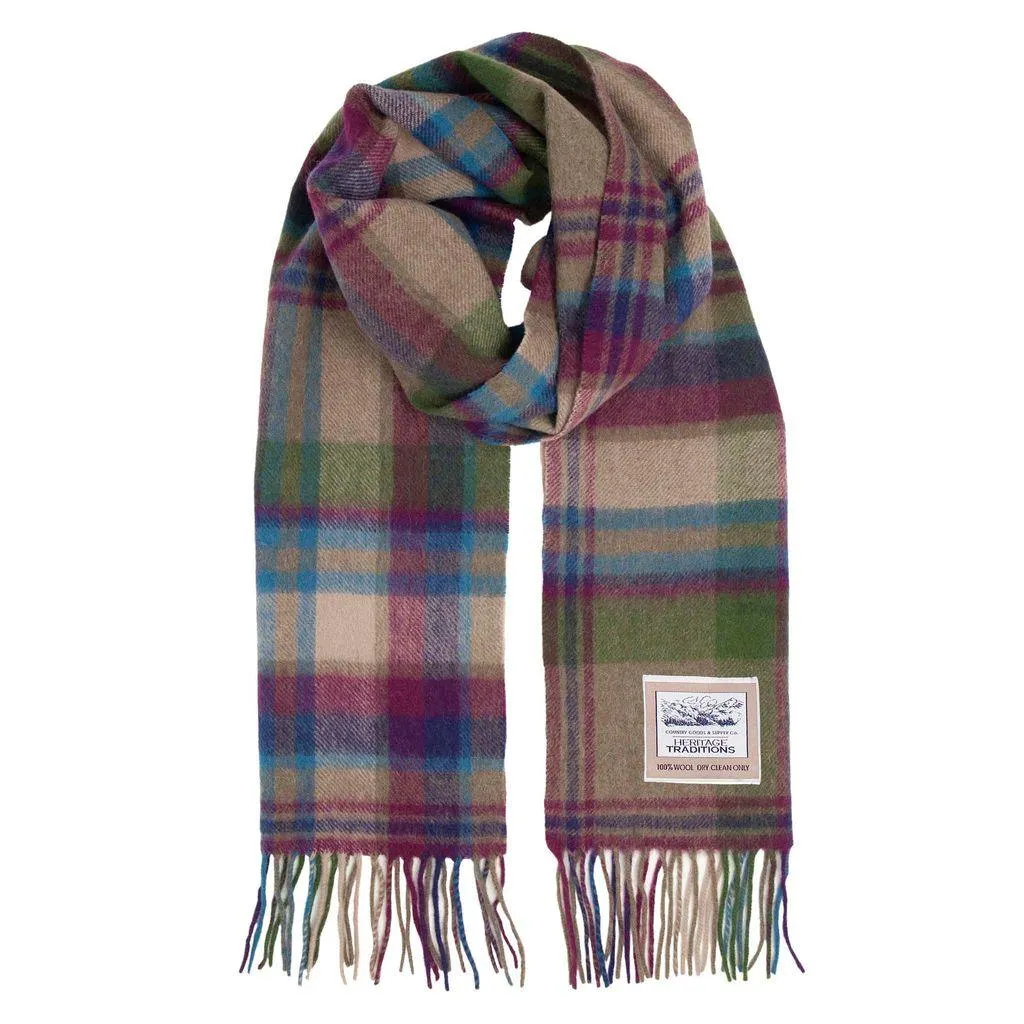 Pure Wool Tartan Check Scarf