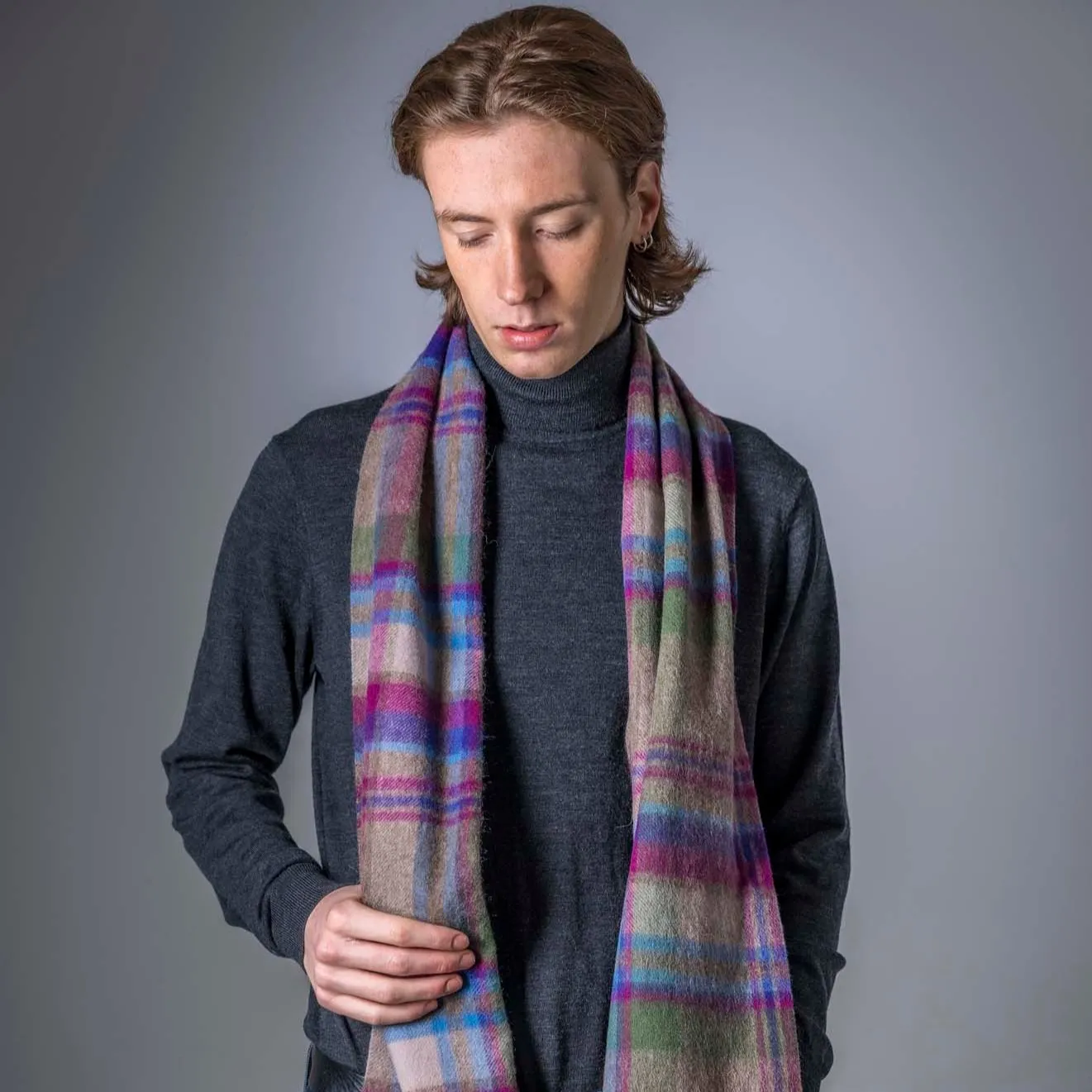 Pure Wool Tartan Check Scarf