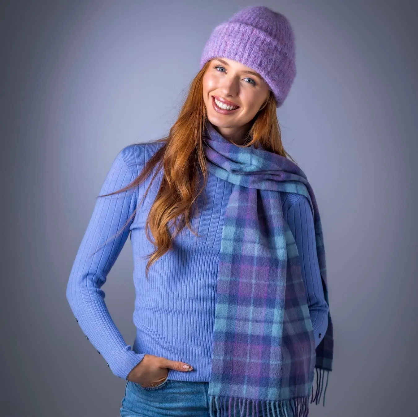 Pure Wool Tartan Check Scarf