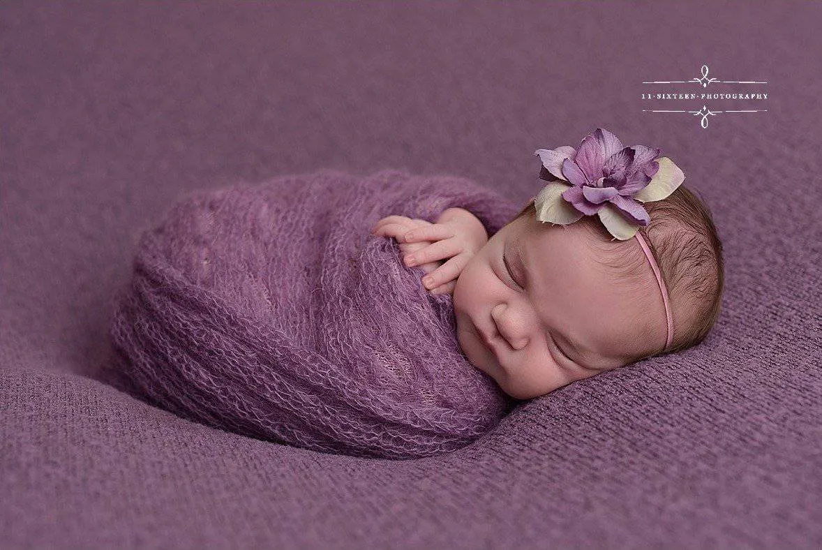 Purple Sunflower Mohair Knit Baby Wrap