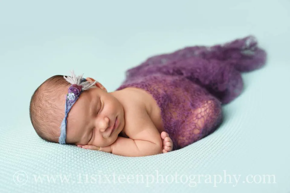 Purple Sunflower Mohair Knit Baby Wrap