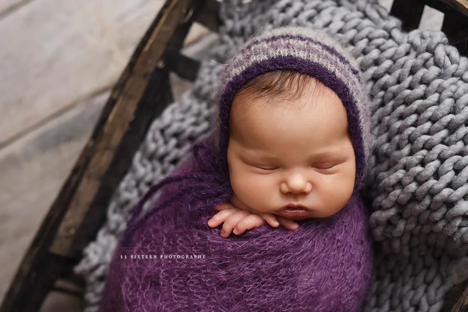 Purple Sunflower Mohair Knit Baby Wrap