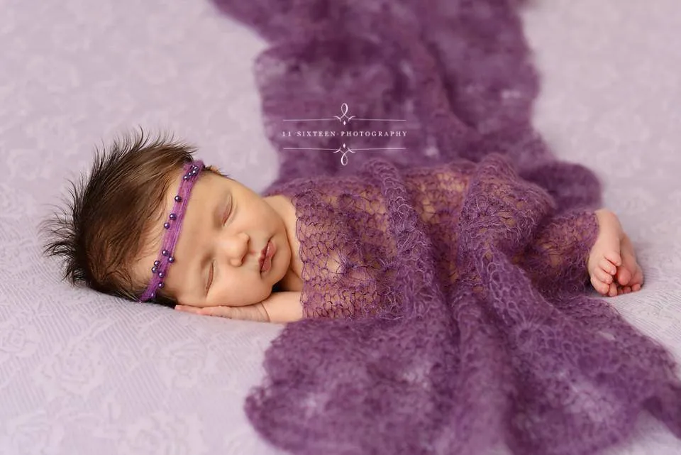 Purple Sunflower Mohair Knit Baby Wrap