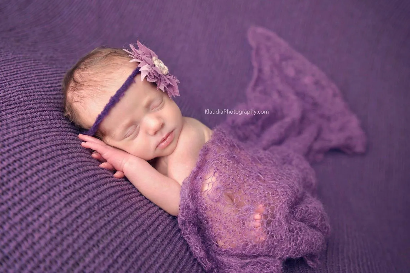 Purple Sunflower Mohair Knit Baby Wrap