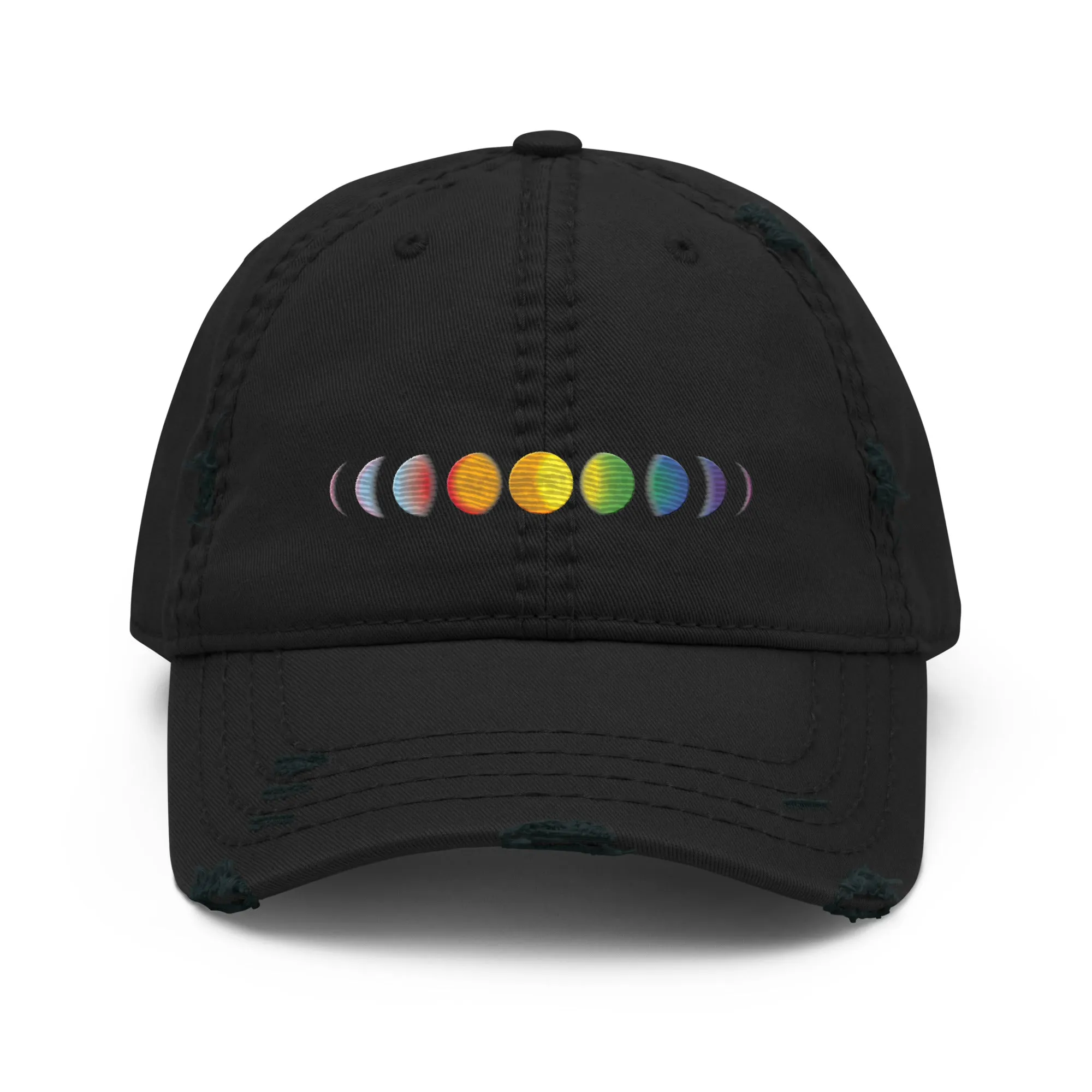 Rainbow Moons Distressed Cap