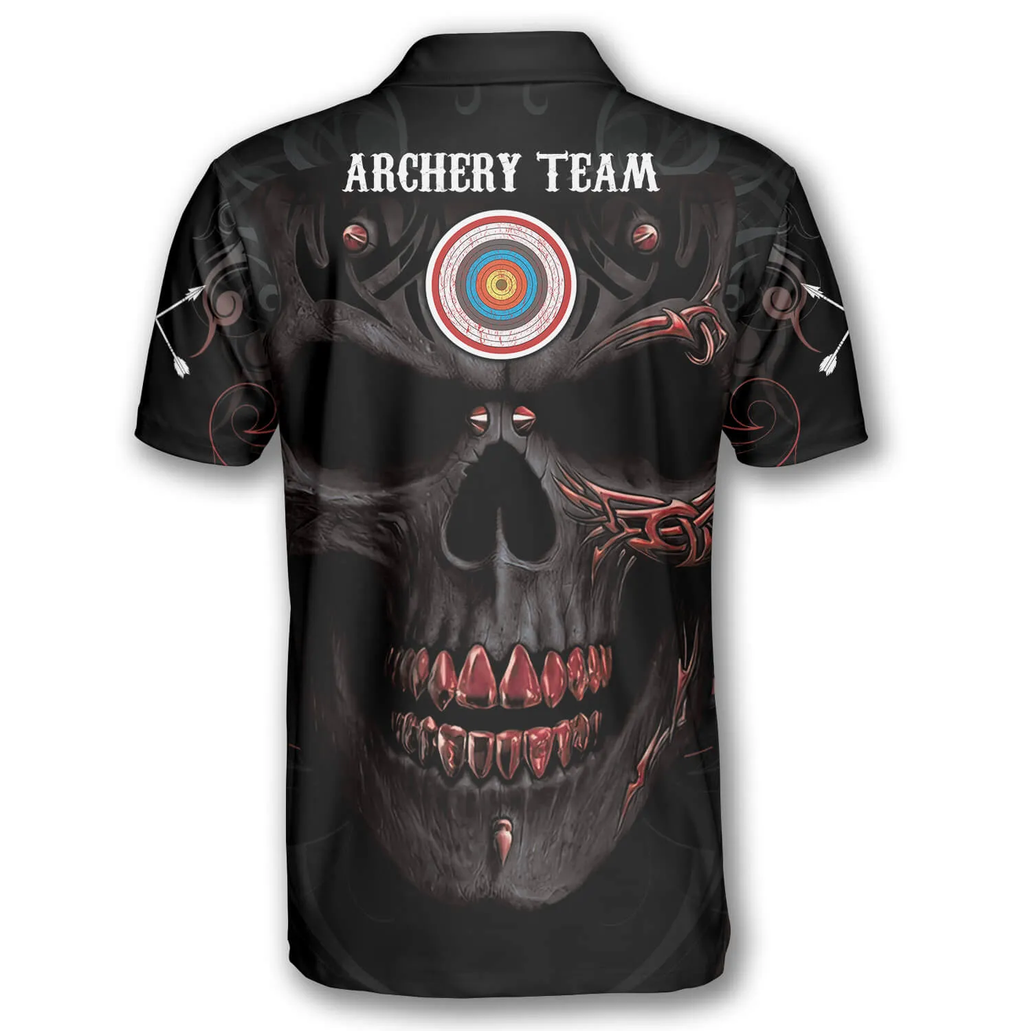 Red Archer Smoke Skull Custom Archery Polo Shirts For Men, Shirt for Archery Player