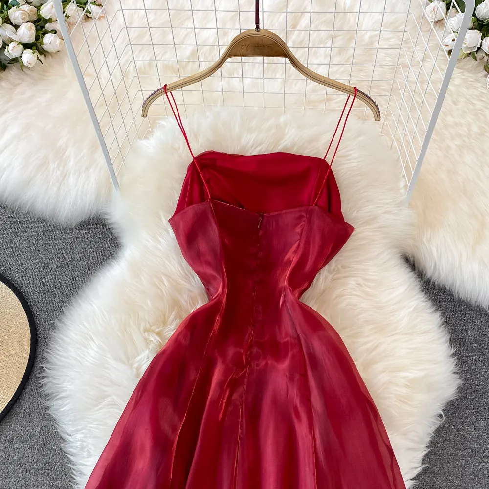 Red tulle short dress A line fashion dress    S487