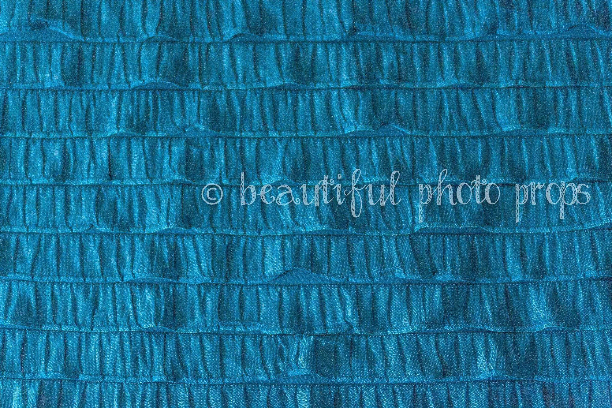 Ruffle Stretch Knit Wrap in Teal Blue