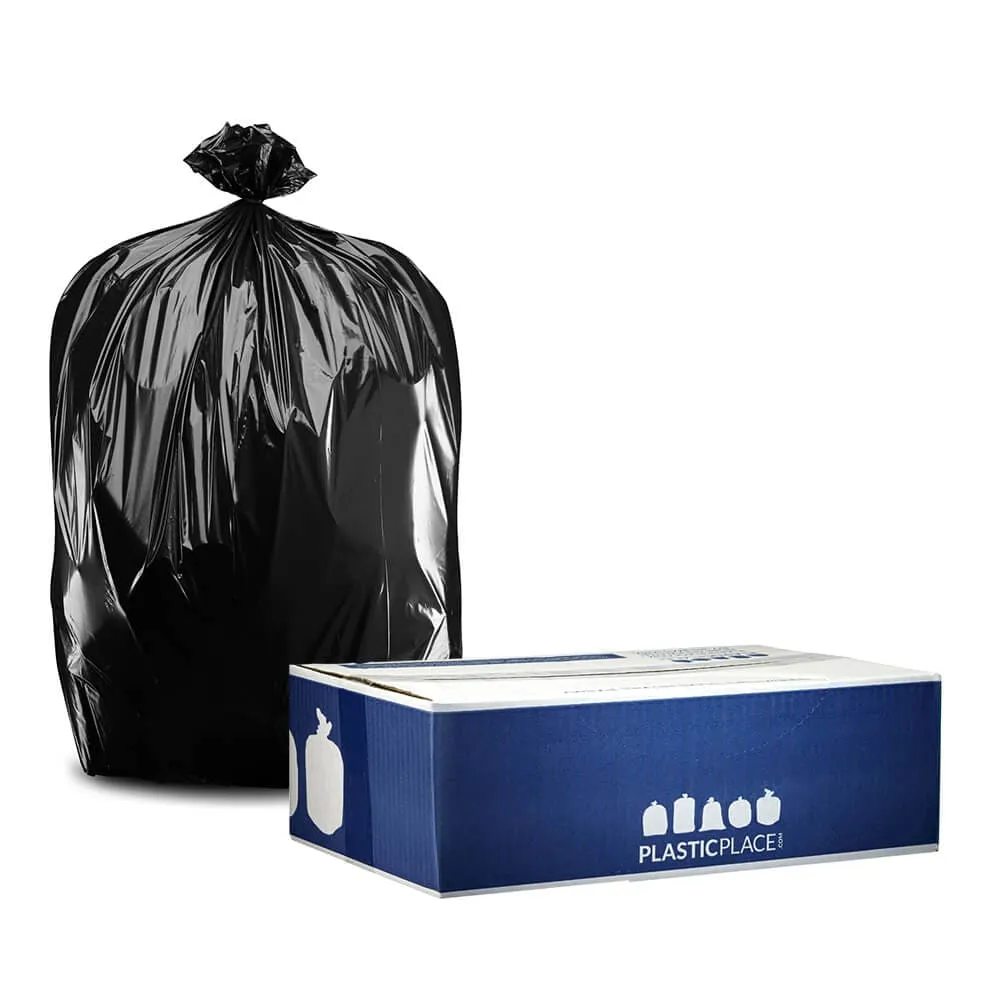 Sample of 64-Gallon Toter Compatible Strong Black Trash Bags on Rolls