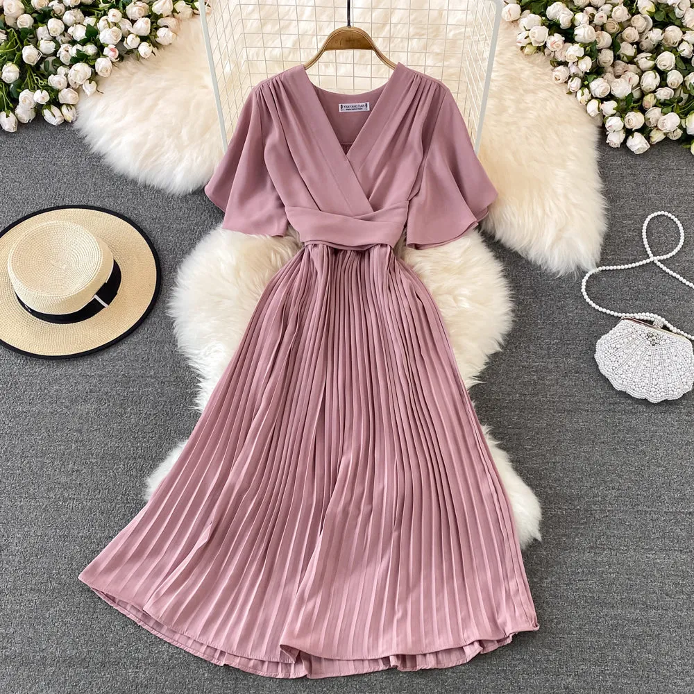 Simple v neck short dress A line fashion dress   S498