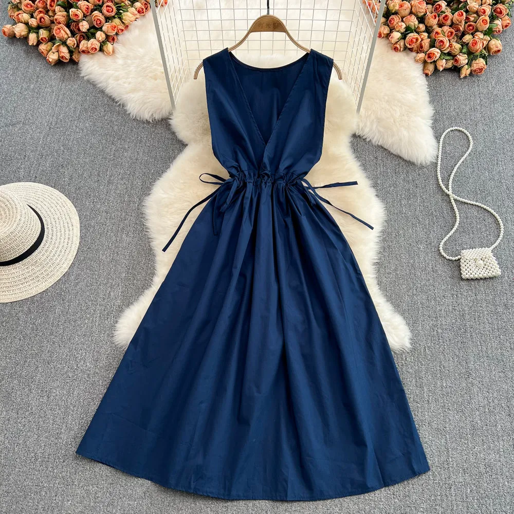 Simple v neck short dress fashion dress   S464