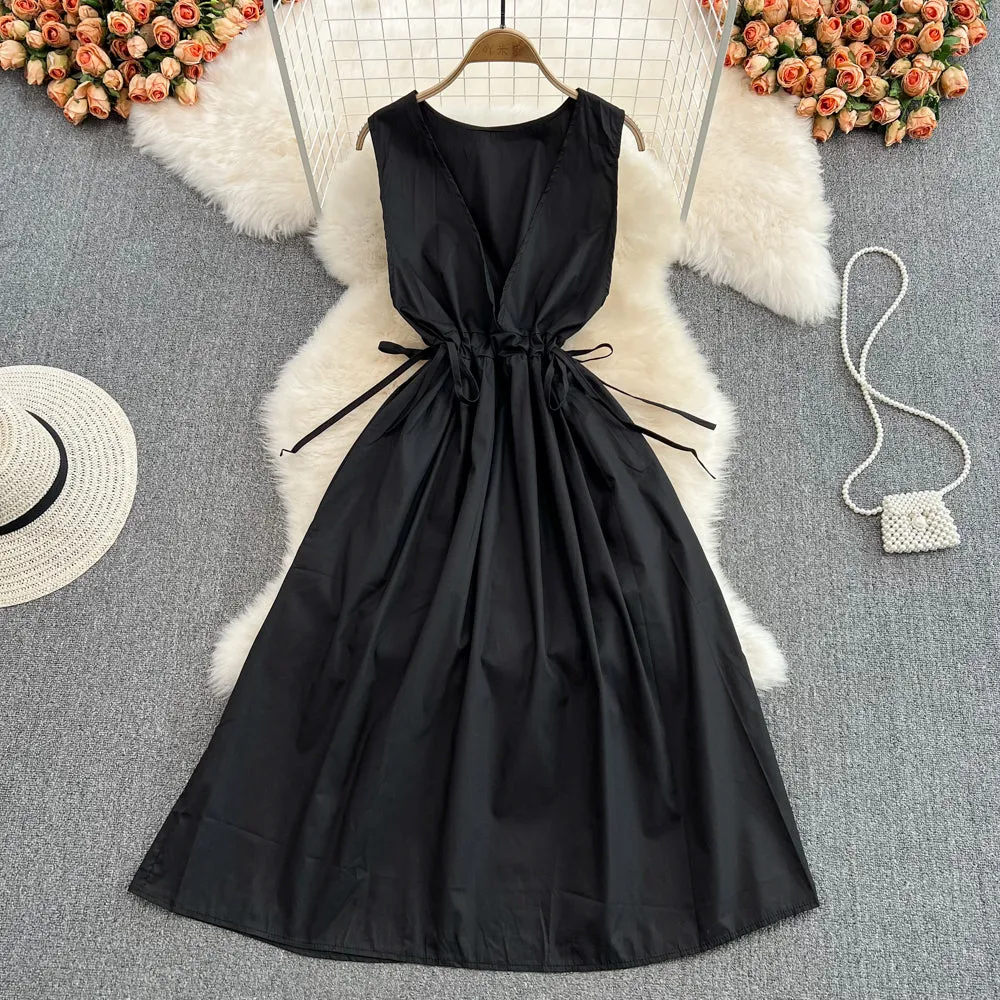 Simple v neck short dress fashion dress   S464