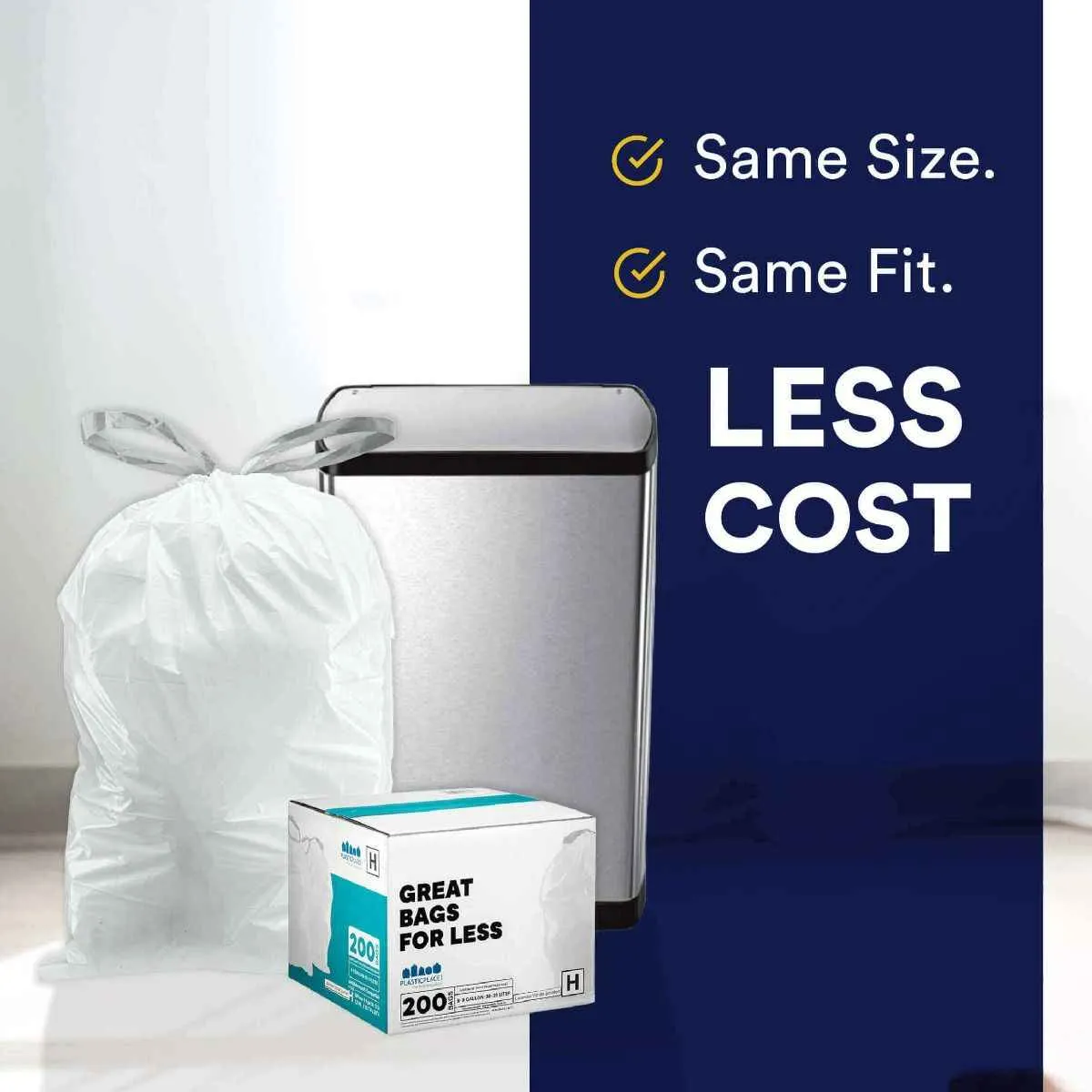 Simplehuman®* Compatible Trash Bags - Code C - 2.6-3.2 Gallon - 200/Case