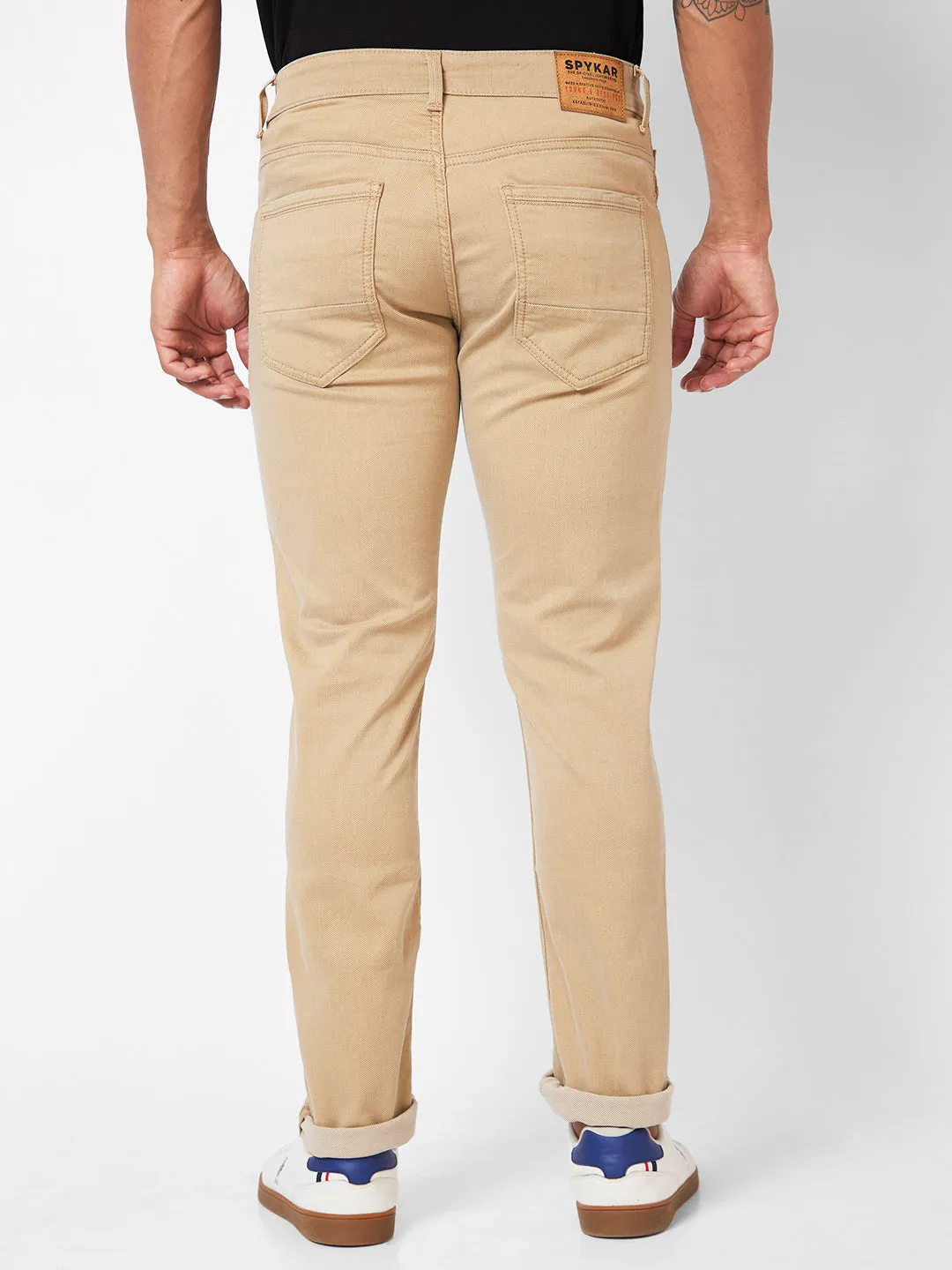 Spykar Low-Rise Slim Fit Khaki Jeans For Men