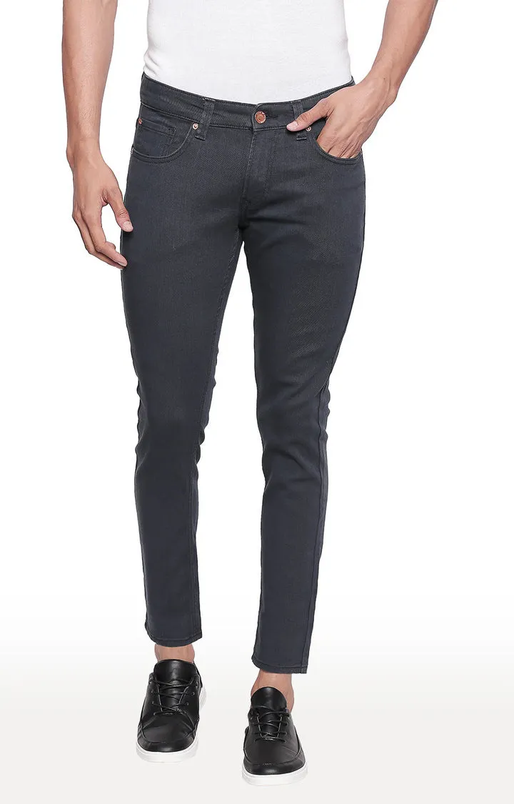 Spykar Men Dark Grey Solid Tapered Fit Jeans