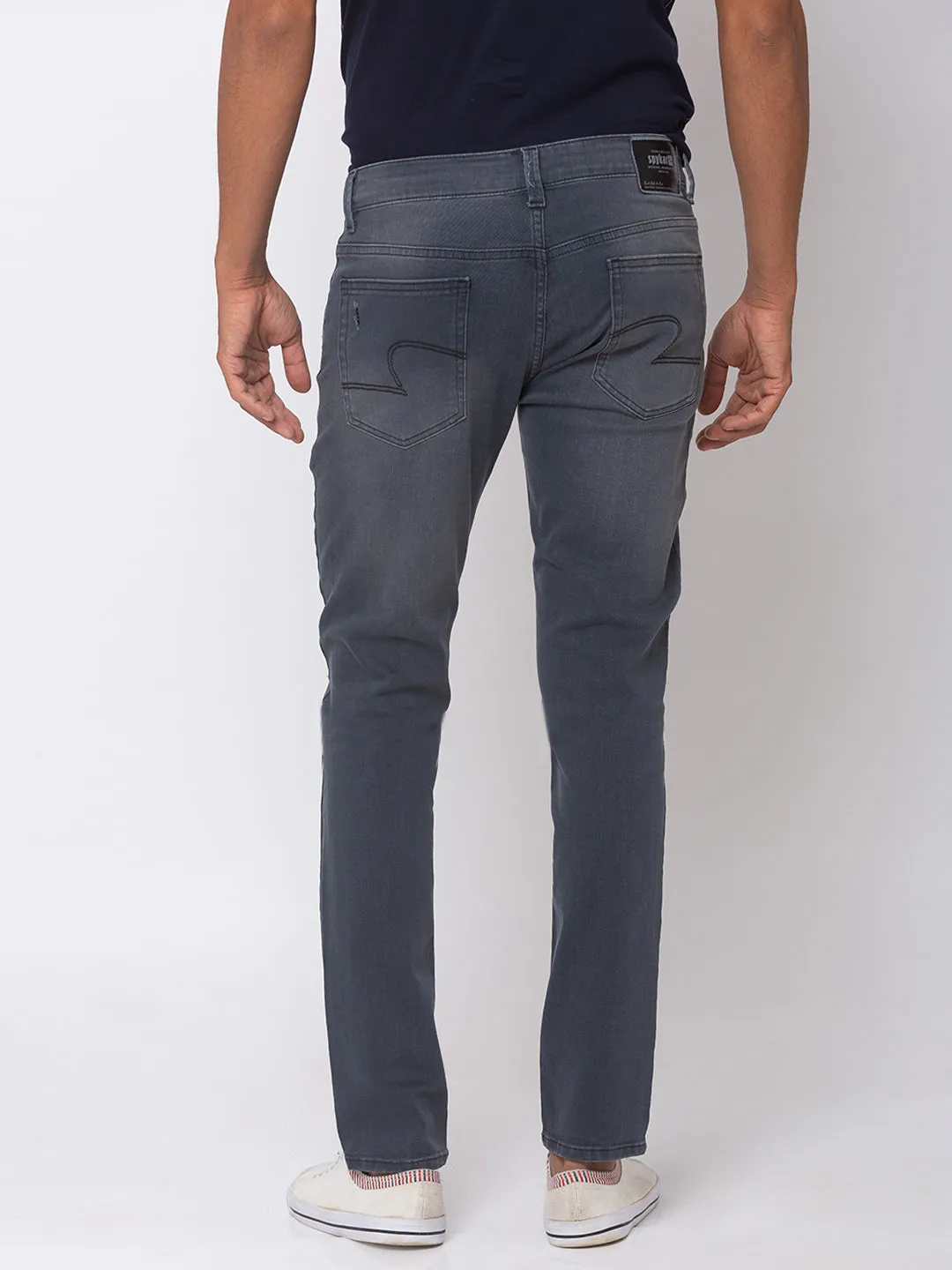 Spykar Men Dk Grey Cotton Skinny Fit Jeans