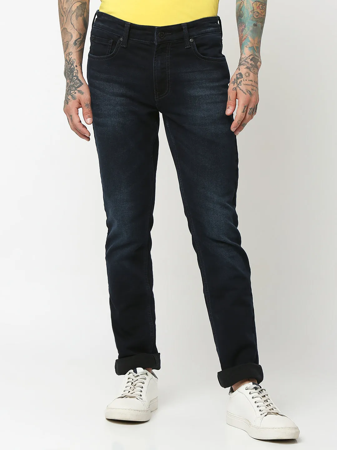 Spykar Men Indigo Blue Cotton Regular Fit Narrow Length Jeans (Rover)